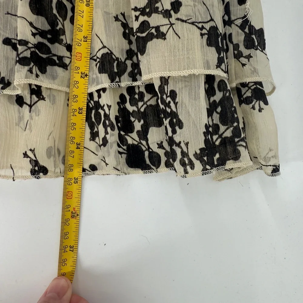 Easel Women's Sleeveless Dress Floral Tiered Ruffle Sheer Beige Black S‎ - Picture 11 of 12